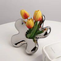Vase Chrome en Forme de Fleur