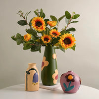 Vases Morandi avec Fleurs en Relief