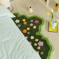 Tapis de Chambre Floral Vert