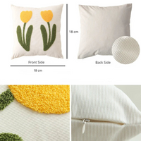 Housse de Coussin Brodé Tulipes