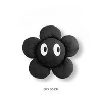 Coussin Fleur Noir Kawaii