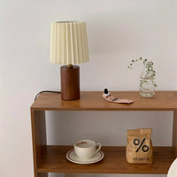 Lampe de Chevet Plissée en Bois