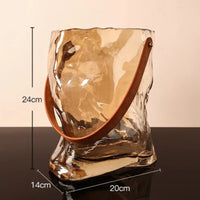 Vase en Verre Sangle en Cuir