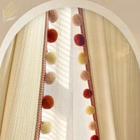 Rideau Beige avec Pompon