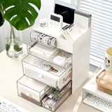 Mini Rangement de Bureau Empilable avec Tiroirs Transparents