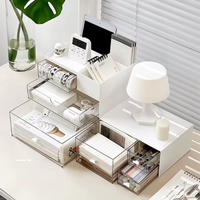 Mini Rangement de Bureau Empilable avec Tiroirs Transparents