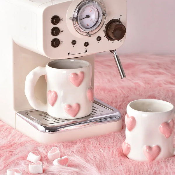 Mug Blanc à Cœur Rose