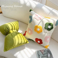 Housse Coussin Floral Brodé Multicolore