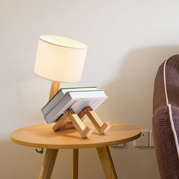 Lampe de Chevet Robot Bois