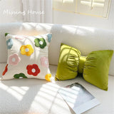 Housse Coussin Floral Brodé Multicolore