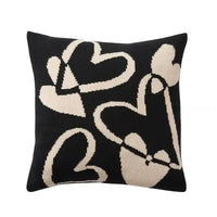 Housse de Coussin Design Cœur Noir