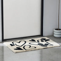 Tapis Imprimé Noir Beige