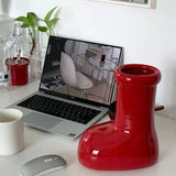 Vase en Forme de Botte Rouge