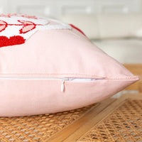 Housse de Coussin Vase Fleuri Brodée