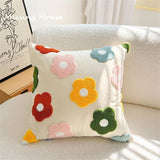 Housse Coussin Floral Brodé Multicolore