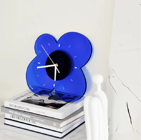 Horloge Mural Fleur Bleu