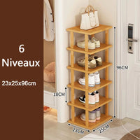 Étagère chaussures en bois 6 niveaux