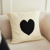 Housse de Coussin Design Cœur Noir