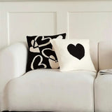 Housse de Coussin Design Cœur Noir