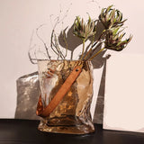 Vase en Verre Sangle en Cuir