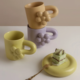 Mug Poignée Fleur en Céramique