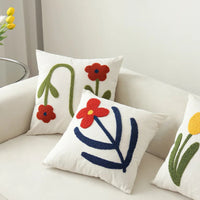 Housse de Coussin Brodé Tulipes