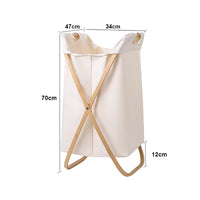 Panier à Linge Pliable en Bois et Tissu