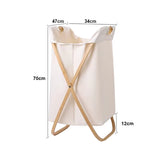 Panier à Linge Pliable en Bois et Tissu